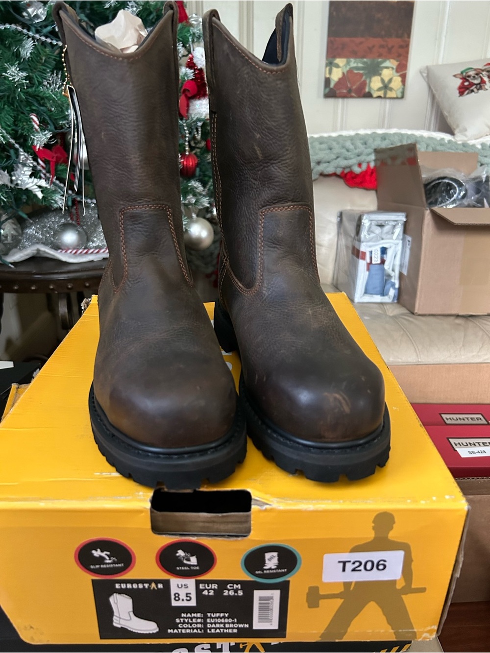 Eurostar Dark Brown Leather Men’s Work Boots